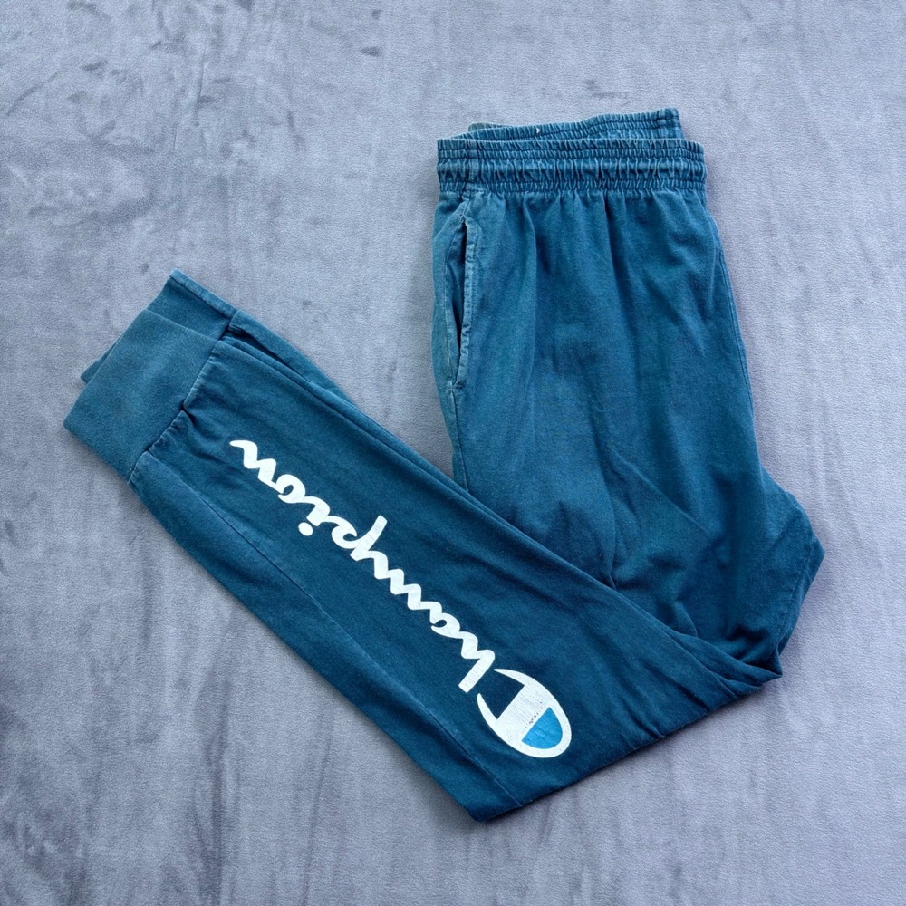 Champion Mens Script Logo Jogger Sweatpants Green Size Large